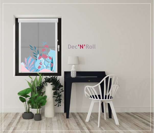 Roleta w kasecie z nadrukiem Dec'N'Roll montowana na okno