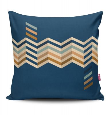 Poduszka Zig Zag granatowa